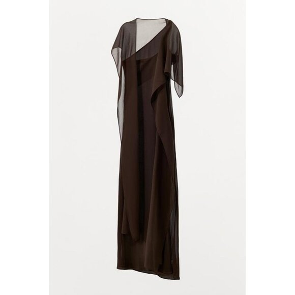 ZARA LIMITED EDITION ASYMMETRIC CAPE DRESS - Picture 6 of 7